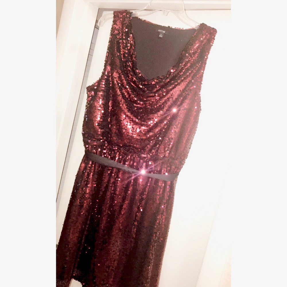 APT 9 XL Burgundy Sequin Party Dress